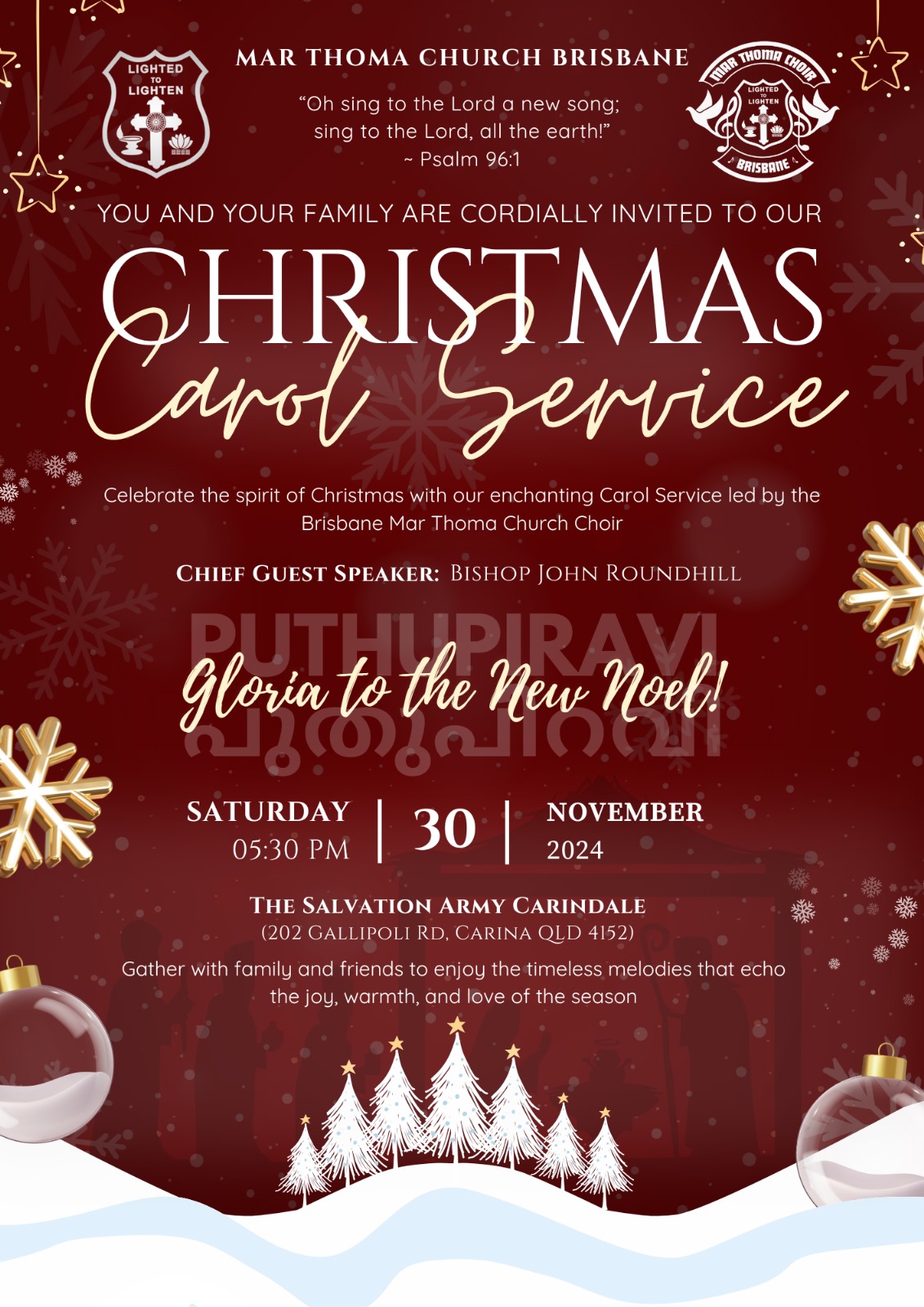 Christmas Carol Service (30th November)